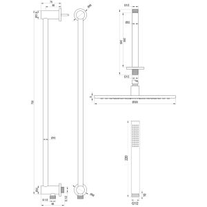 Brauer Carving 5-GG-201 thermostatic concealed rain shower with push buttons SET 66 gold brushed PVD