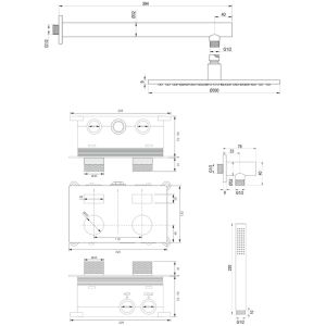 Brauer Carving 5-GK-185 thermostatic concealed rain shower with push buttons SET 50 copper brushed PVD
