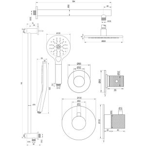 Brauer Carving 5-NG-115 thermostatische Unterputz-Regenbrause SET 19 Edelstahl gebürstet PVD