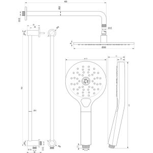Brauer Carving 5-NG-205 thermostatic concealed rain shower with push buttons SET 70 stainless steel brushed PVD