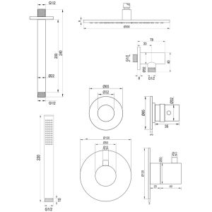 Brauer Edition 5-CE-027 thermostatische Unterputz-Regenbrause SET 06 chrom