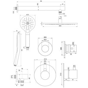 Brauer Edition 5-CE-030 thermostatische Unterputz-Regenbrause SET 08 chrom