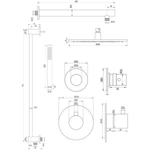 Brauer Edition 5-CE-034 thermostatische Unterputz-Regenbrause SET 14 chrom