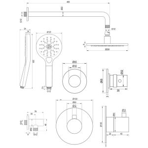Brauer Edition 5-CE-076 thermostatische Unterputz-Regenbrause SET 09 chrom