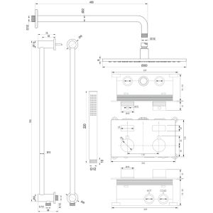 Brauer Edition 5-CE-175 thermostatic concealed rain shower with push buttons SET 64 chrome