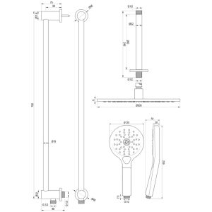 Brauer Edition 5-GG-039 thermostatic concealed rain shower SET 24 gold brushed PVD
