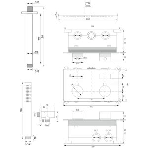 Brauer Edition 5-GG-165 thermostatic concealed rain shower with push buttons SET 54 gold brushed PVD