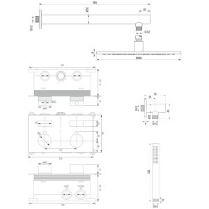 Brauer Edition 5-GM-162 thermostatic concealed rain shower with push buttons SET 51 gunmetal brushed PVD