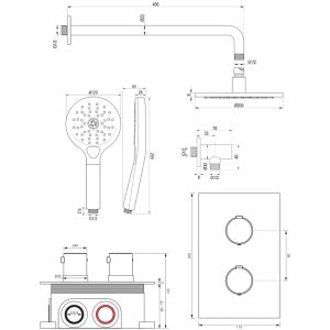 Brauer Edition 5-NG-056 thermostatic concealed rain shower 3-way diverter SET 33 stainless steel brushed PVD