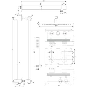 Brauer Edition 5-NG-173 thermostatic concealed rain shower with push buttons SET 62 stainless steel brushed PVD