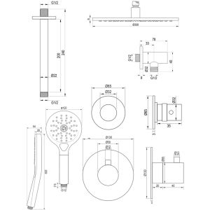 Brauer Edition 5-S-031 thermostatic concealed rain shower SET 12 matte black