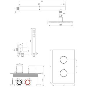Brauer Edition 5-S-052 thermostatic concealed rain shower 3-way diverter SET 25 matte black