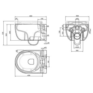 Clou Hängematte CL040107020 Randlose 49cm wandhängende Toilette matt weiß