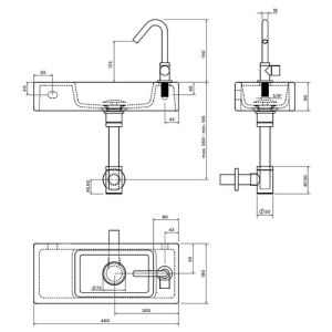 Clou InBe IB0303096 InBe set 4, fonteinset wit keramiek/ chroom