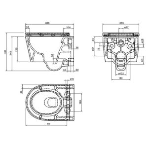 Clou InBe IB0401140 Randloses wandhängendes WC 48cm mit WC-Sitze weiß glänzend