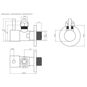 Clou InBe IB064500121 design hoekstopkraan type 1, rond, met knelmoer en krimpkous, mat zwart