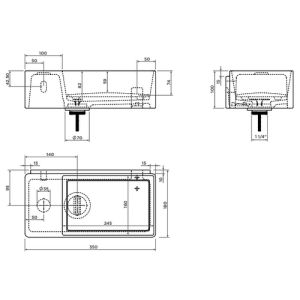 Clou New Flush 3 CL031343202 fountain 35x18cm with flat drain plate aluite matte white