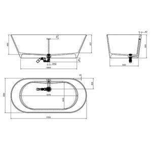 Clou Solium CL057001020 vrijstaand bad 175x80 aluite mat wit