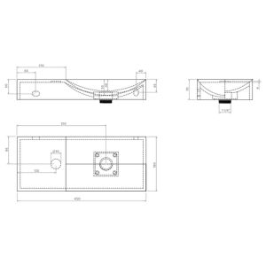 Clou Vale CL0330162L fontein 45x19cm zonder kraangat links mat zwart keramiek