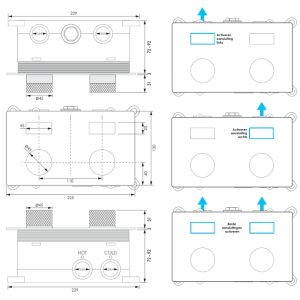 BrauerCarving 5-GK-204 thermostatic concealed rain shower with push buttons SET 69 copper brushed PVD