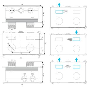 Brauer Carving 5-GM-214 thermostatische inbouw badkraan met drukknoppen SET 03 gunmetal geborsteld PVD