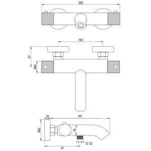 Brauer Carving 5-NG-085-1 surface-mounted bath shower thermostatic valve SET 01 stainless steel brushed PVD