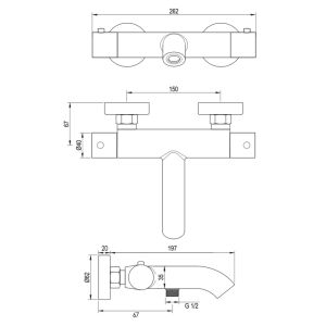 Brauer Edition 5-CE-041-1 Aufputz-Badewanne Thermostatarmatur SET 01 chrom