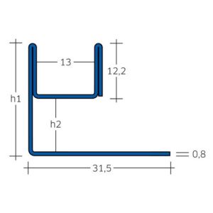 Blanke Aqua Glas 2042856080210 glasprofiel 2100x21x8mm mat zwart