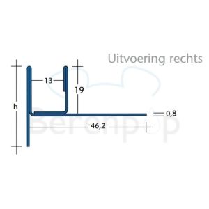 Blanke Aqua Keil Glas 1932840148R glas afsluitprofiel 1480x42mm rechts RVS verchroomd