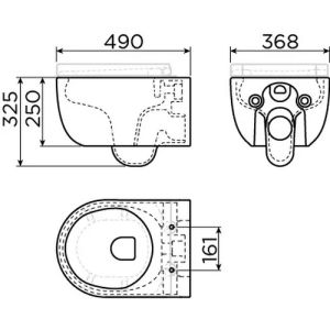 Clou Hängematte CL040107021 Randlose 49cm Wandtoilette mattschwarz