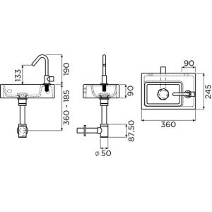 Clou InBe IB0303098 InBe set 2, fonteinset wit keramiek/ chroom