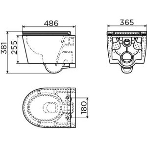 Clou InBe IB0401140 Randloses wandhängendes WC 48cm mit WC-Sitze weiß glänzend