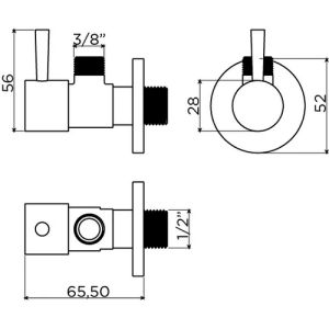 Clou InBe IB064500121 design hoekstopkraan type 1, rond, met knelmoer en krimpkous, mat zwart