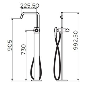 Clou Kaldur CL062500529 vrijstaande badkraan zonder handdouche chroom