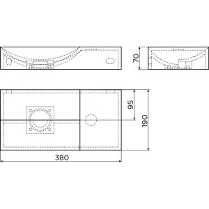 Clou Vale CL0303161R fountain 38x19cm without tap hole right glossy white ceramic