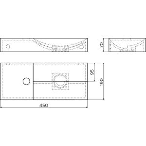 Clou Vale CL033016201L fontein 45x19cm met kraangat links mat zwart keramiek
