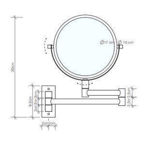 Decor Walther 0110960 SPT33 magnifying mirror 1x and 5x matt black