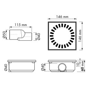 Easy Drain Aqua Compact AQUACOM15X15 doucheput 15x15cm zijuitloop