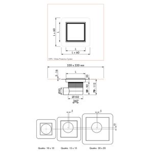 Easy Drain Aqua Jewels Quattro AJQ20X20ZM doucheput 20x20cm zijuitloop