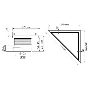 Easy Drain Aqua Plus Delta F EDMZDEMSI6 doucheput 24x24cm zijuitloop