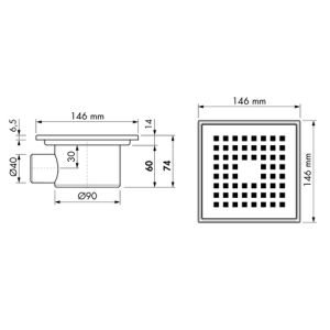 Easy Drain Aqua Plus Quattro AQUA+15X15FT30 doucheput 15x15cm zijuitloop