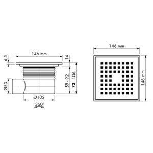 Easy Drain Aqua Plus Quattro AQUA+15X15MSI doucheput 15x15cm zijuitloop
