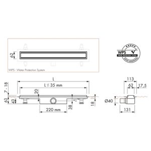 Easy Drain Compact 30 TAF Black EDM1TAFZM110030B douchegoot 110cm zijuitloop