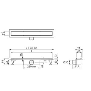 Easy Drain Compact 50 Flens EDCOMPR70050 douchegoot met RVS flens 70cm zijuitloop