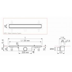 Easy Drain Compact 50 Modulo Stone EDM1NAT80050 douchegoot 80cm zijuitloop