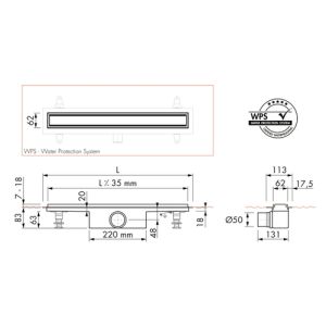 Easy Drain Compact 50 TAF Black EDM1TAFZM90050B douchegoot 90cm zijuitloop