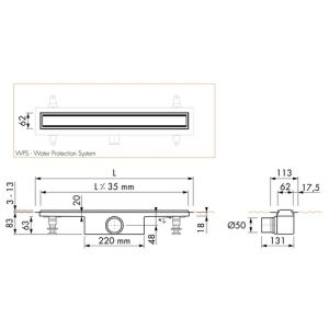 Easy Drain Compact 50 TAF Low EDM1TAFLZ80050 douchegoot 80cm zijuitloop