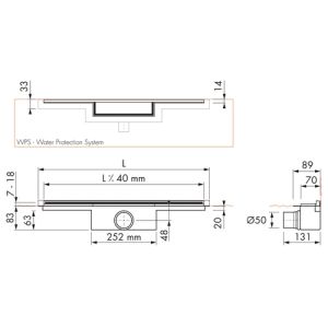Easy Drain M-line MLINE120050 douchegoot 120cm zijuitloop