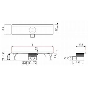 Easy Drain Multi Inbouwdeel EDMWI800 douchegoot 80cm zijuitloop Wall (zonder rooster)