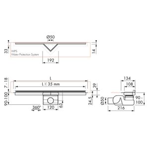 Easy Drain S-line SLINE800 douchegoot 80cm zijuitloop
